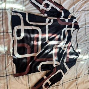 SHEIN Curve Black, Brown And White Top